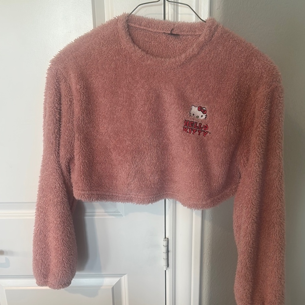 Hello Kitty Pink Fuzzy Cropped Top